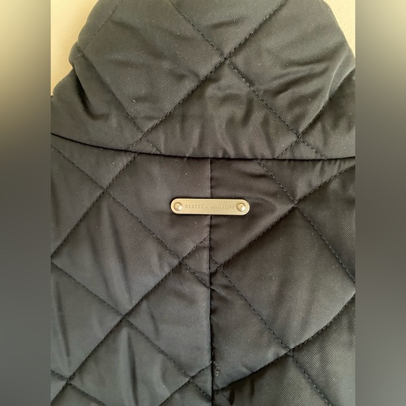 Rebecca Minkoff Double Breasted Quilted Long Navy Duster Coat Womens Medium - Picture 6 of 6